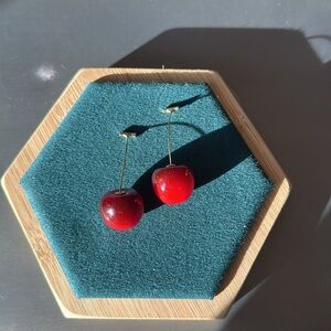 Elegant Red Cherry Drop Earrings